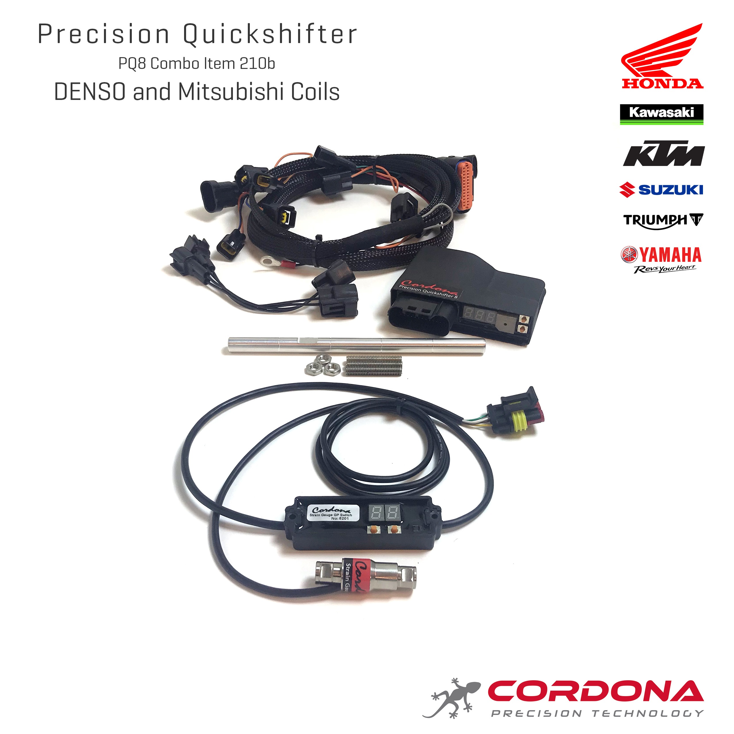 Precision Quickshifter 8 Combo Strain Gauge Quickshifter Kytkimellä, Yleismalli (4-syl./4-Puolaisiin) - Cordona