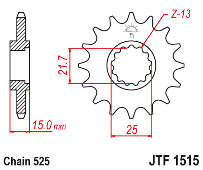 Eturatas Kawasaki ZX-6R 1995-1997 (525-jako) - JT Sprockets