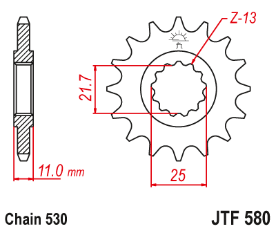 Eturatas Yamaha FZ 750 1985-1991, FZ-6 2004-2009, YZF-R7 1999-2001  (530-jako) - JT Sprockets
