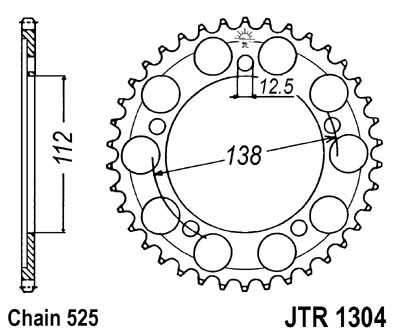 Takaratas Honda CBR 600 F 1997-2000/2011-2014, CBR 900 RR 1996-1999, CB 600 F Hornet 2007-2011, CBF 600 (525-jako) - JT Sprocket