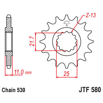 Eturatas Yamaha FZ 750 1985-1991, FZ-6 2004-2009, YZF-R7 1999-2001  (530-jako) - JT Sprockets