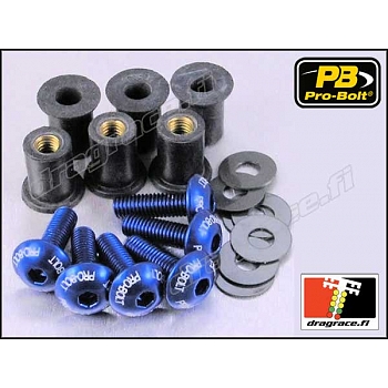 Katteenlasinpulttisarja (8 kpl), 5 x 16 mm, Kanta Ø 12 mm Alumiinia - Pro-Bolt