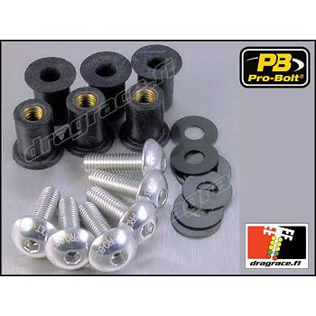 Katteenlasinpulttisarja (5 kpl), 5 x 16 mm, Kanta Ø 12 mm Alumiinia - Pro-Bolt