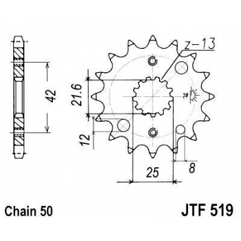 Eturatas Suzuki Hayabusa 99-07, GSX-R 1000 01-08, GSX-R 750/1100, GSF/SV/TL/RF, Kawasaki ZX-9R 94-01 (530-jako) - JT Sprockets 1